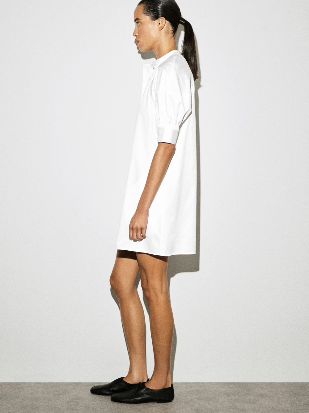 NWT (size 8) COS SMOCKED PUFF-SLEEVE SHIRT DRESS - Picture 2 of 5
